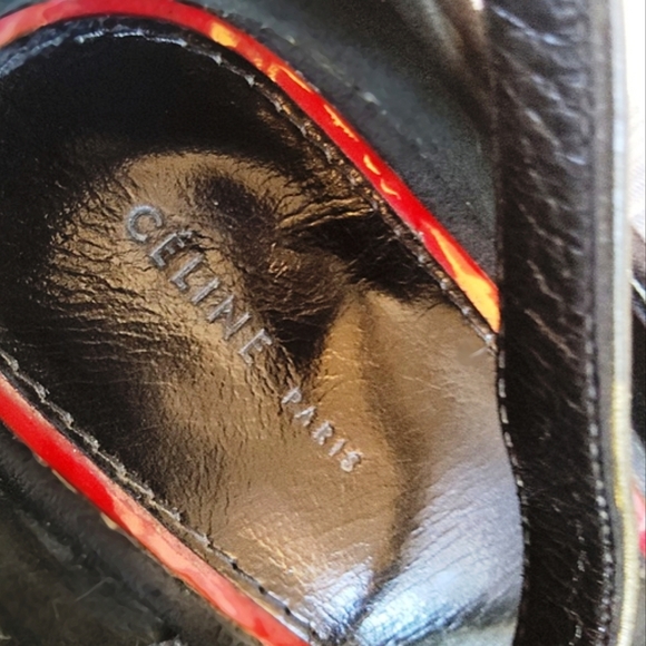 CELINE Black Suede Ankle Strap Wedge Heels - Picture 8 of 11